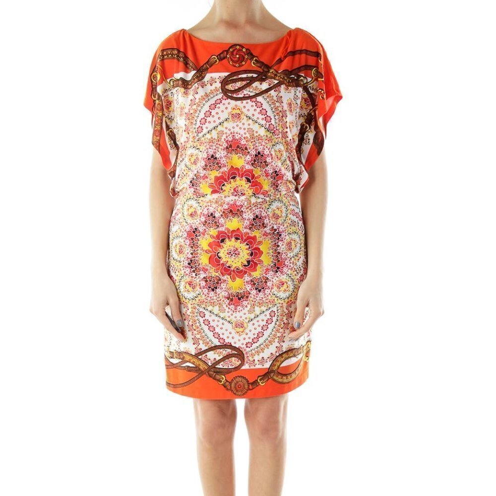 Maggy London Orange Flower Print Dress - Picture 1 of 3